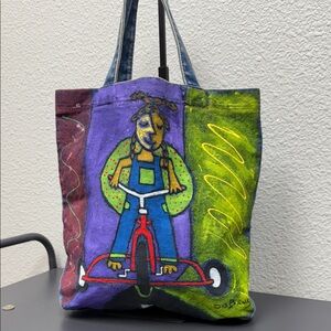 Banks Artistic Multicolor Handpainted Tote Bag